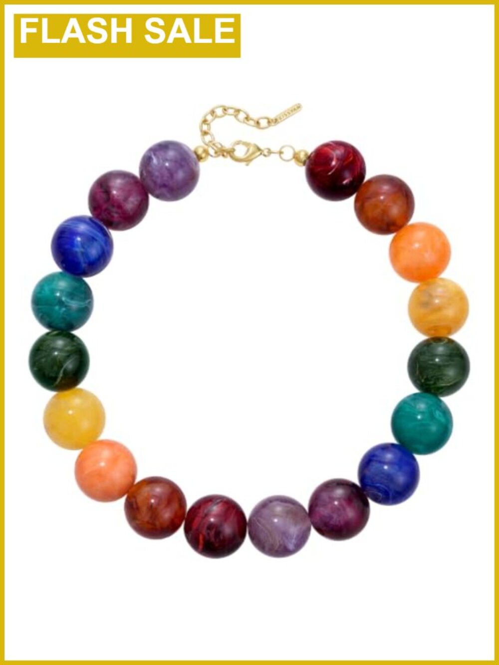 Chunky Beaded Statement Necklace Oversized Resin Gold Plated